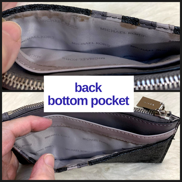 MICHAEL KORS Jet Set Travel Black/Gray Logo Flat Euro Card Case Wallet w/Keyring - Picture 11 of 15